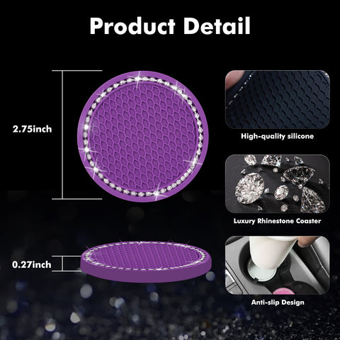 2.75 Inch Silicone Bling Car Cup Holder Insert Coaster Auto Interior Accessories