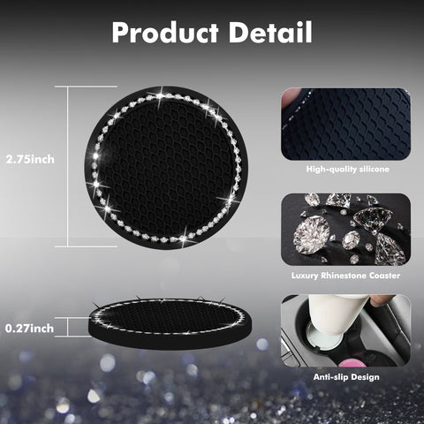 2.75 Inch Silicone Bling Car Cup Holder Insert Coaster Auto Interior Accessories