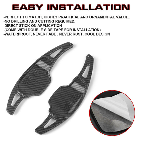 Carbon Fiber Black Steering Paddle Shifter Extension For Chevy Camaro 2012-2015