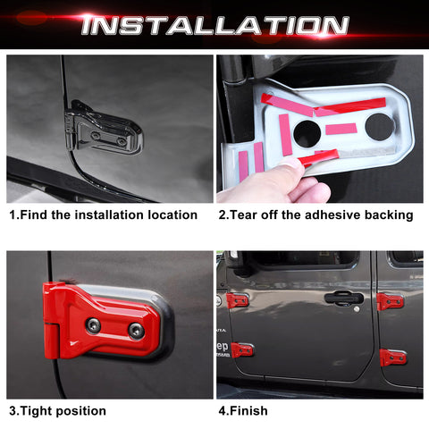 x xotic tech Door Hinge Cover Trim Decoration Exterior Accessories Compatible with Jeep Wrangler JL JLU 2018-up & Gladiator JT Truck 2020-up (8Pcs)
