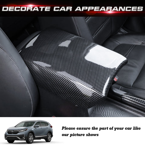 Carbon Fiber Style Storage Armrest Box Protective Cover For Honda CR-V 2017-2022