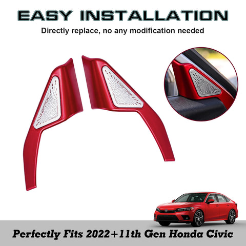 Red Interior Sporty Door Stereo Speaker Cover Trim For Honda Civic 11th Gen 2022+