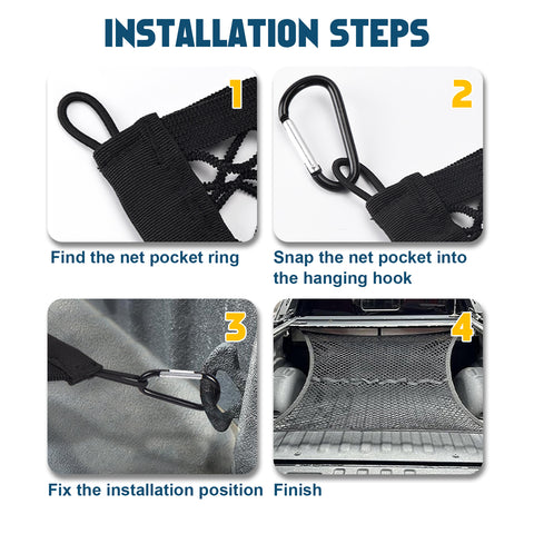 4' x 4' Double-Layer Elastic Cargo Mesh Net Organizer for Pickup Trucks Trailers