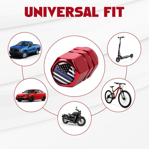 x xotic tech 4pcs American Flag Tire Valve Stem Cover Caps Anodized Aluminum Alloy, Corrosion Resistant Leak-Proof Wheel Valve Cap Set, Universal for Cars Trucks Motorcycles SUVs