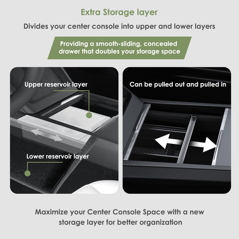 Center Console Organizer Tray Hidden Storage Box For Tesla Model 3/Y 2025 2026