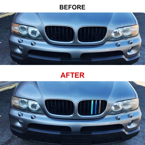 Tri-Colored Front Center Kidney Grille Strips Clip Cover For BMW X5 E53 2004-06