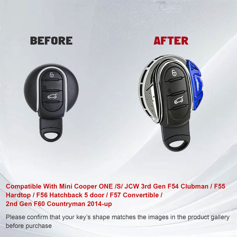 x xotic tech JCW Style Key Fob Cover Case Shell Replacement Compatible with MINI Cooper 3rd Gen F55 F56 F57 F54 Clubman, Gen2 F60 Countryman Smart Key, Brake Disk Shape