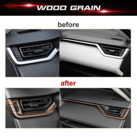 Wood Grain Dashboard Side Air Vent Cover Trims For Toyota RAV4 2019-2024