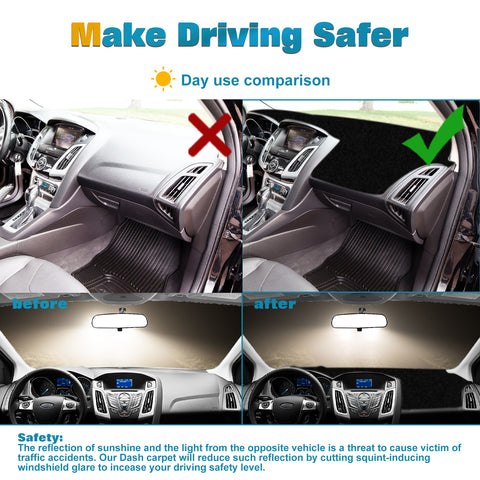 Pre-cut Suede Center DashBoard Pad Sunshield Protector For Ford Focus 2012-2018