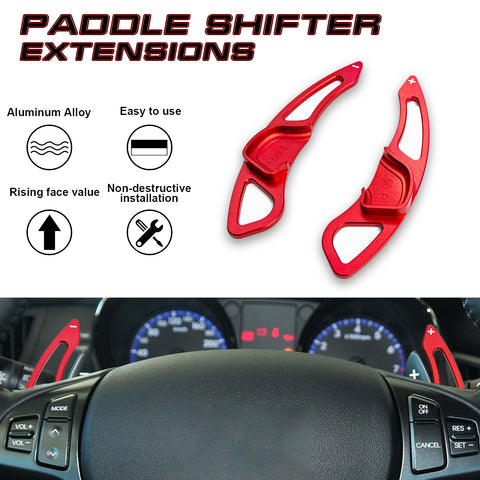 Red Aluminum Paddle Shifter Extension For Hyundai Genesis Coupe Pre-LCI 09-2012