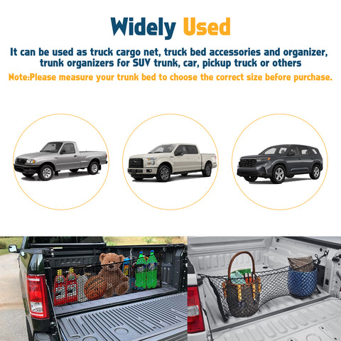 Automotive Truck Bed Cargo Mesh Net Bag Divider Organizer For SUV Pickup Trucks