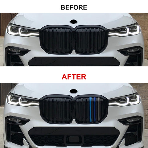 Tri-Colored Front Center Kidney Grille Strips Clip Cover For BMW X7 G07 2019-22