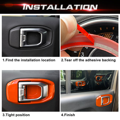x xotic tech Door Handle Bowl Cover Decor Trim for Jeep Wrangler JL JLU 2018-up Gladiator JT 2020-up Interior Accessories(4Pcs)