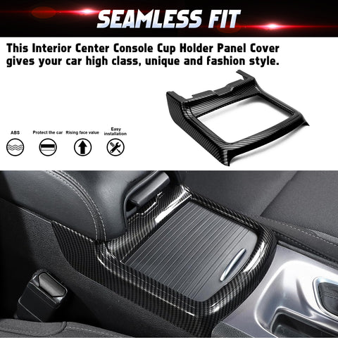 Carbon Fiber Texture Central Cup Holder Frame Trim Cover For Dodge Charger 2011-23