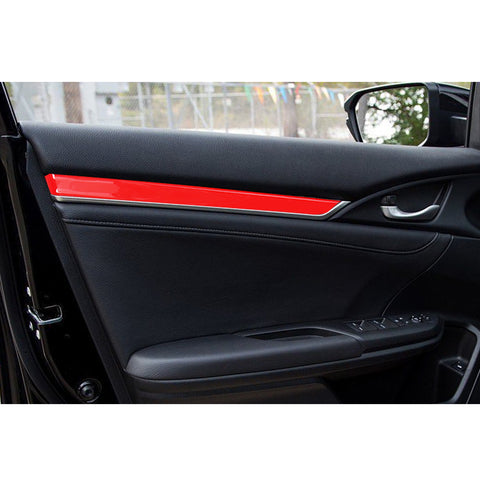 Glossy Red Window Switch Door Handle Bowl Panel Decor Trim For Honda Civic 16-21