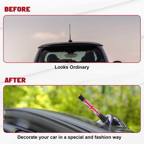 Xotic Tech Car Short/Long Antenna Union Jack Flag Checkerboard Theme Compatible with Mini Cooper All Models