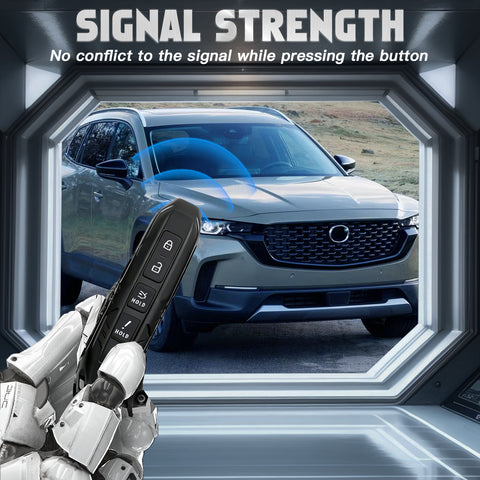 x xotic tech Mech Style Heavy Duty Metal Key Fob Cover Compatible with Mazda CX-5 CX-30 CX-50 CX-70 CX-90 3 6 CX-9 WAZSKE11D01 662F-SKE11D01, Zinc Alloy Key Case Protector Shell Keychain