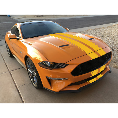 Xotic Tech Glossy Vinyl Racing Stripe Car Hood Graphics Decal Sticker for Hood Roof Rear Trunk Decoration Compatible with Ford Mustang 2015-up