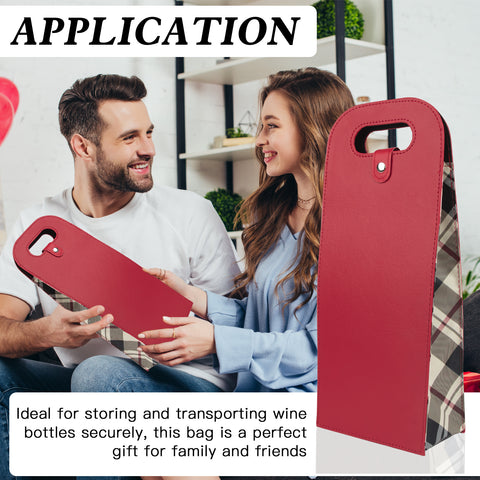 2-Bottle Leather Wine Tote Bag Protector Champagne Gift Bag with Handle For Gift