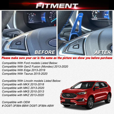 Aluminum Paddle Shifter Extension For Ford Fusion Mondeo Edge Lincoln MKX MKC MKZ