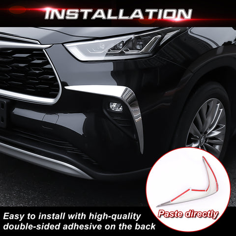 x xotic tech Front Fog Light Cover Trim Eyebrow Spoiler Molding Compatible with Toyota Highlander 2020-up ABS Car Decoration Exterior Accessories, 2Pcs/Set