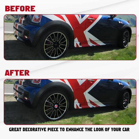 4x Black/Grey Union Jack UK Flag Style Wheel Center Cap Covers For MINI Coopers
