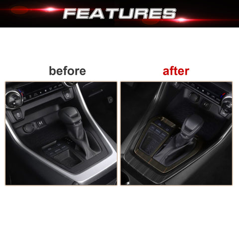 1X Wood Grain Interior Gear Shift Box Cover Trim For Toyota RAV4 2019-2024