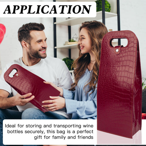 2-Bottle Leather Wine Tote Bag Protector Champagne Gift Bag with Handle For Gift