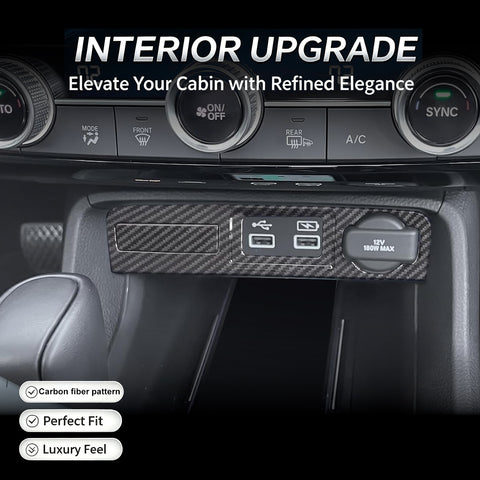 Wood/Carbon Look Console USB Port Charger Switch Panel Cover For Honda CRV 2023+