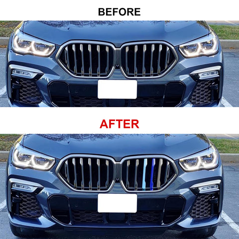 Tri-Colored Front Center Kidney Grille Strips Clip Cover For BMW X6 G06 2020-up
