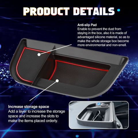 Xotic Tech Center Console Dash Tray Dashboard Storage Box Organizer Compatible with Ford 2022 2023 2024 Maverick Accessories Dash Insert Tray with Anti-Slip Mat (Red)