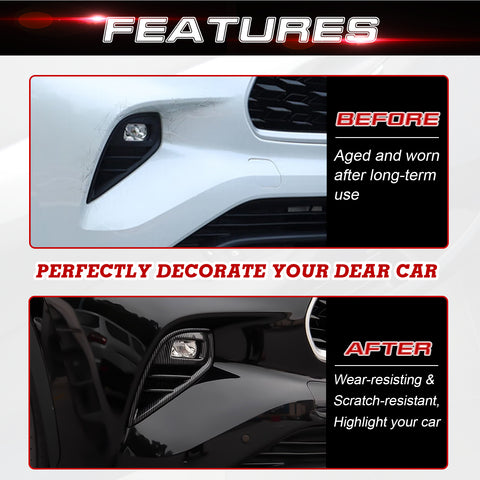 x xotic tech Front Fog Light Lamp Cover Trim Compatible with Toyota Highlander 2020-up (Not Fit for L/XSE Model) ABS Car Decoration Exterior Accessories, 2Pcs/Set