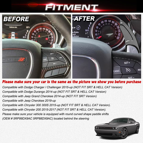 Black Forged ABS Paddle Shifter Extension For Dodge Charger Chrysler 300 2015-21