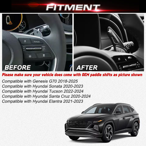 2x Aluminum Red Steering Wheel Paddle Shifter Extensions For Hyundai Genesis G70