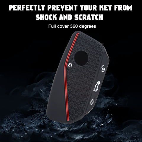 x xotic tech Soft Silicone Key Fob Cover Case Compatible with BMW X7 IX IX3 I5 M60 X1 X2 X3 X5 X6 XM I7 5 7 Series 740i 760i 2023 2024 2025 2026, Intelligent Car Side Button Smart Key Protector