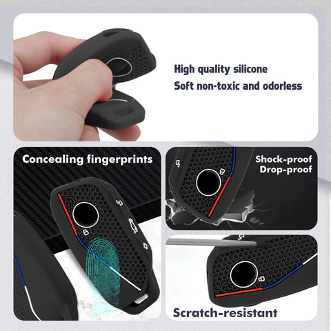 x xotic tech Soft Silicone Key Fob Cover Case Compatible with BMW X7 IX I5 M60 X5 X6 IX I7 5 7 Series 2023 2024 2025 2026, Intelligent Car Side Button Smart Key Protector