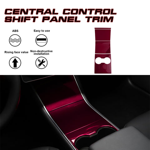 Carbon Fiber Pattern / Red ABS Chrome Plating / White ABS Chrome Plating Center Console Cup Holder Panel Trim for Tesla Model 3 2017-2020