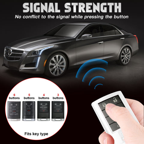 Xotic Tech Gloss ABS Key Fob Shell Cover w/Keychain, Compatible with Cadillac ATS CTS XTS DTS SRX Escalade Chevrolet C7 Corvette 4 5 6 Buttons Smart Keyless Entry Key OUC6000066 5923887 22756465