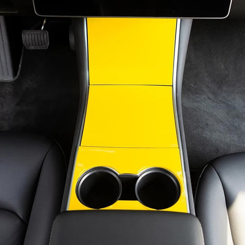 4X Yellow Interior Water Cup Holder Frame Trim For Tesla Model 3 17-20 Model Y 2020