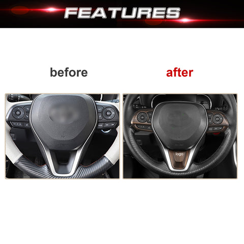 Wood Grain Steering Wheel w/ Bottom Piece Cover For Toyota RAV4 2019-2024