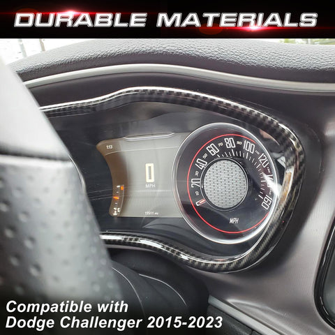 Car Interior Dashboard Display Screen Frame Cover Trim Accessories Decoration, Carbon Fiber Pattern, Compatible with Dodge Challenger 2015-2023
