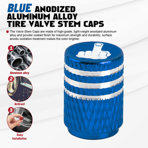 Xotic Tech Tire Valve Stem Caps 8Pcs Anodized Aluminum Tire Valve Cap Set, Corrosion Resistant Air Leakproof Universal Stem Covers for Cars Trucks Motorcycles SUVs and Bikes (Middle Finger)