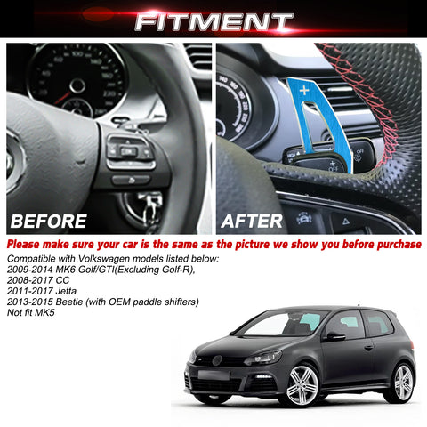 For VW Jetta Beetle CC Blue Add-on Shift Paddle Extension Cover Trim Accessories