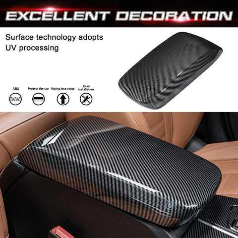 Xotic Tech Car Center Console Cover, 2PCS Carbon Fiber Color Center Armrest Lid Cover Middle Console Storage Box Protect Trim Accessories Compatible with BMW X3 G01 2018-2024, X4 G02 2019-2024