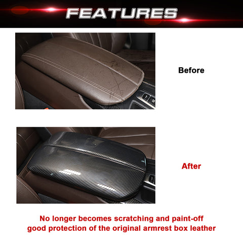 Xotic Tech Carbon Fiber Color Car Interior Center Armrest Box Cover, 2PCS Console Storage Box Protect Armrest Covers Trim Accessories Compatible with BMW X5 F15 F85 2014-2018 X6 F16 F86 2015-2019
