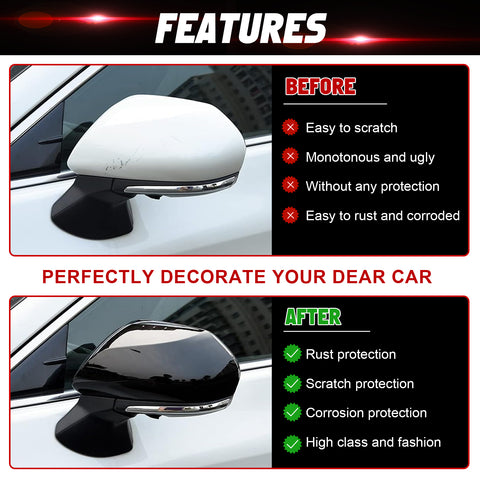 Glossy Black Door Side Rear View Mirror Cover Trim For Toyota Camry 2018-2026