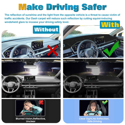 Black Dashboard Mat Poly Carpet DashMat Non-Slip Cover For Honda CRV 2023-2025