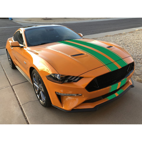 Xotic Tech Glossy Vinyl Racing Stripe Car Hood Graphics Decal Sticker for Hood Roof Rear Trunk Decoration Compatible with Ford Mustang 2015-up