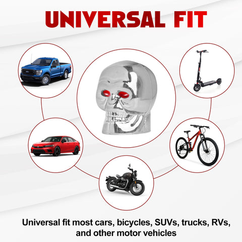 Skull Style Tire Stem Valve Caps Wheel Valve Covers Car Dustproof Tires Cap 8pcs