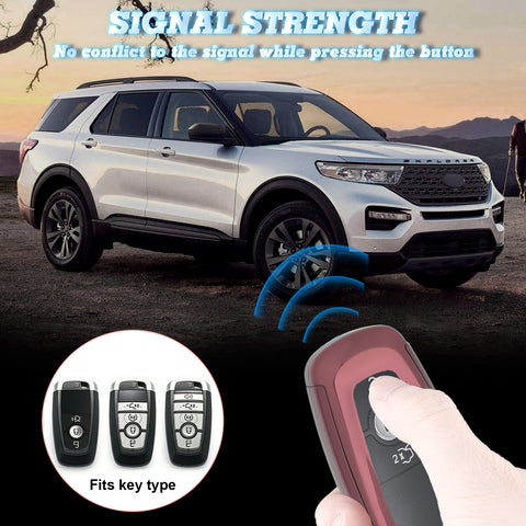 Pink TPU Key Fob Shell Full Cover Case w/Keychain, Compatible with Ford Edge Escape Expedition